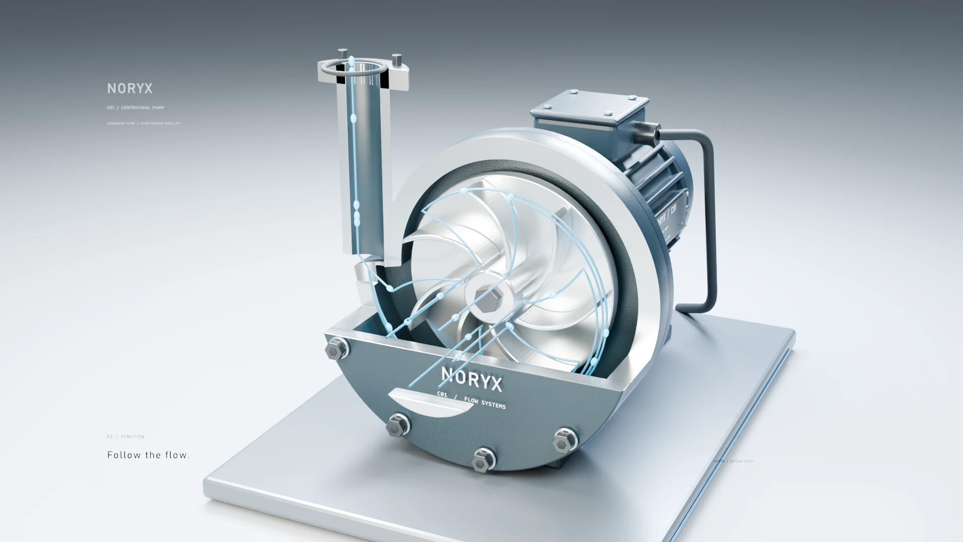 Cutaway / impeller and schematic flow