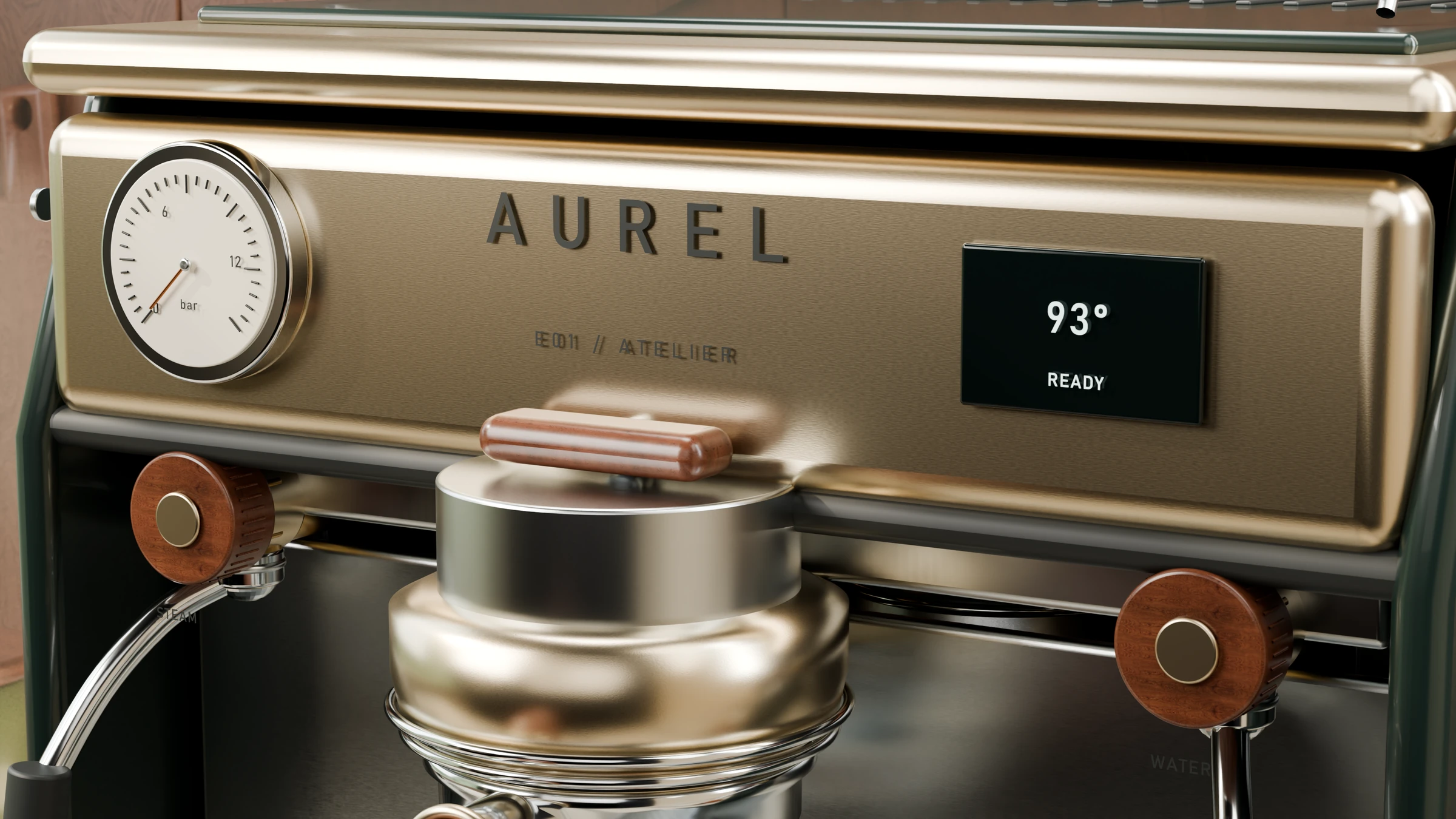 Material detail / brushed faceplate, controls and wood